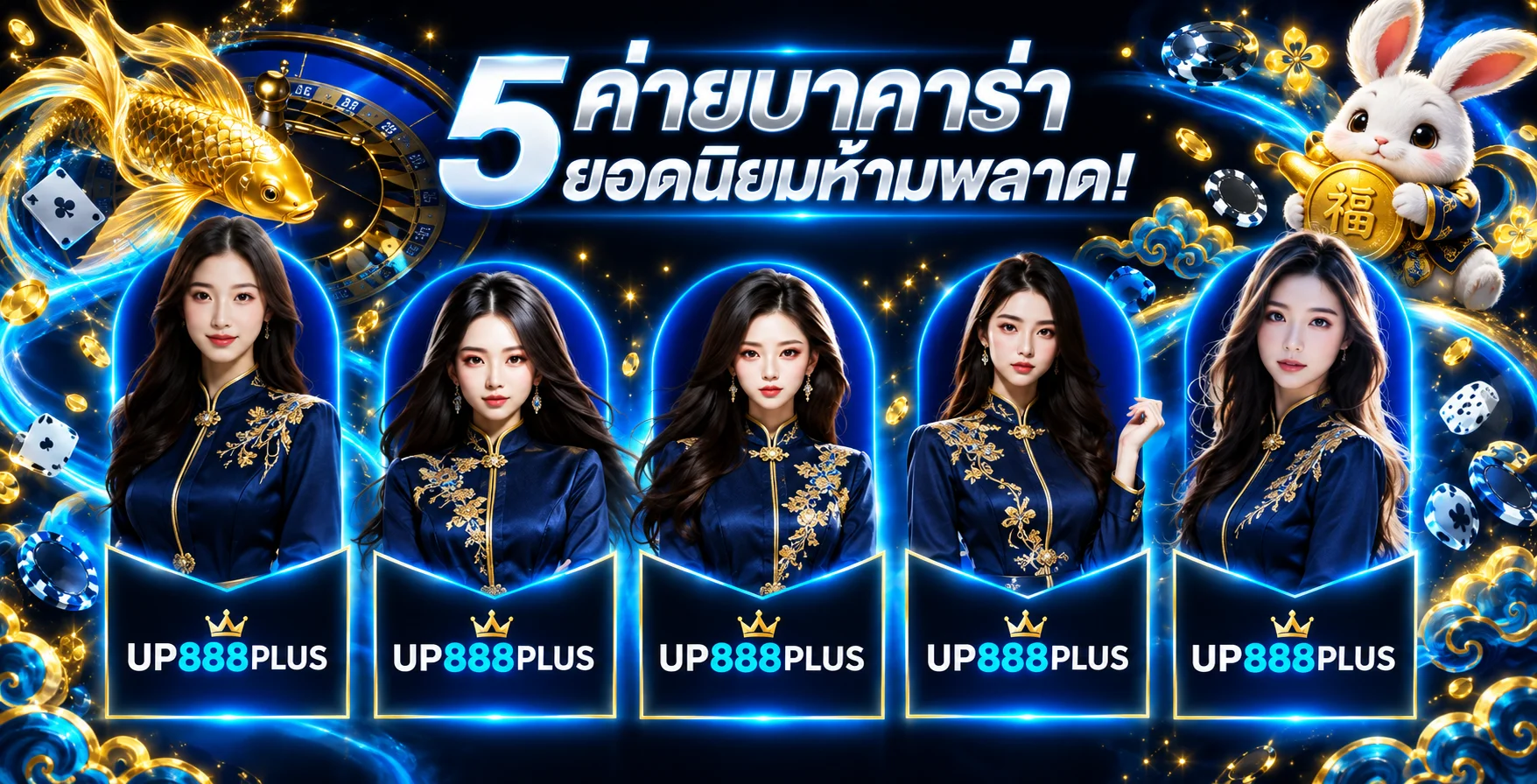UP888PLUS บาคาร่า 5 ค่ายในโทนน้ำเงินทอง